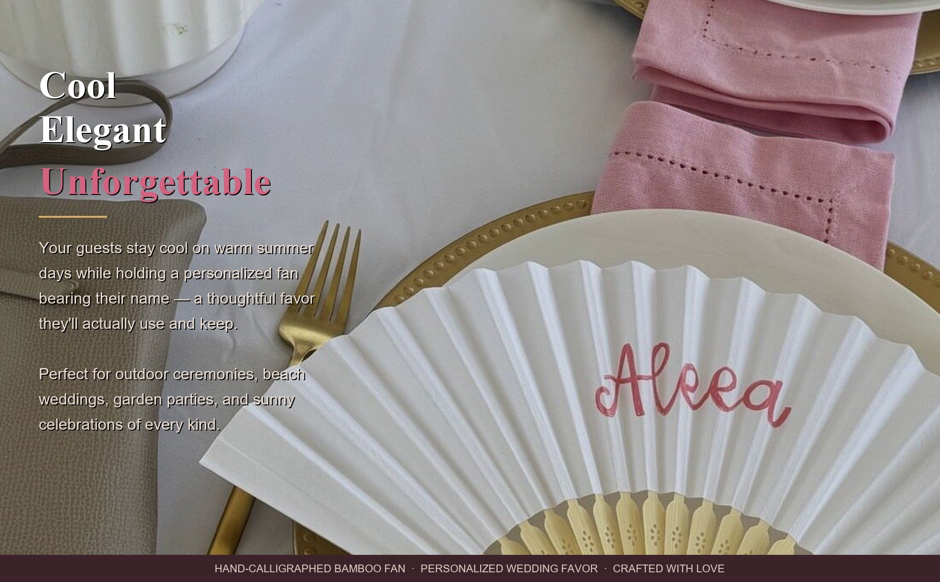 Personalized Hand-Calligraphed Bamboo Folding Fan — Custom Name Hand Fan for in use