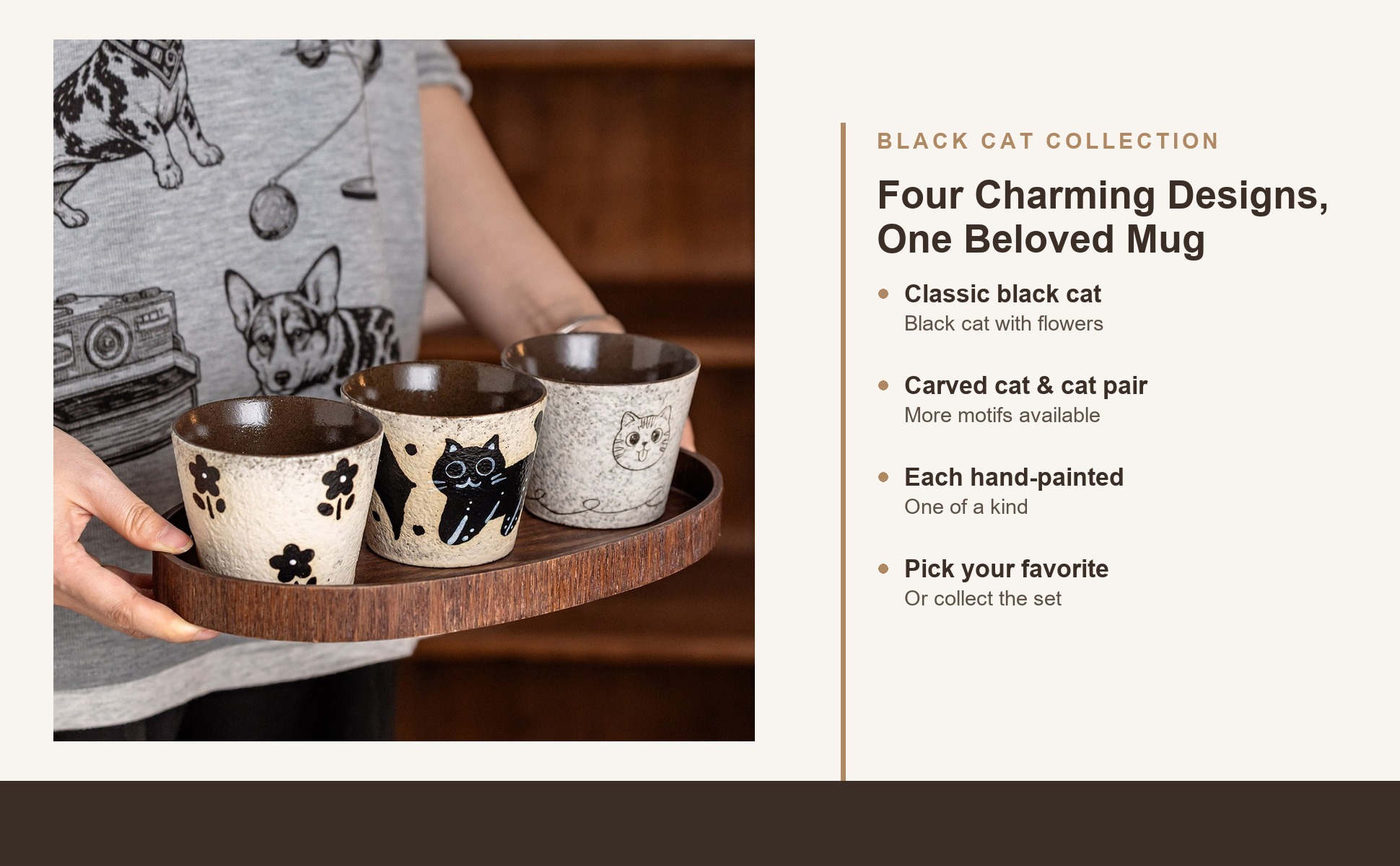 The Handcrafted Ceramic Black Cat Coffee Mug, Chinese Retro Style, Underglaze collection