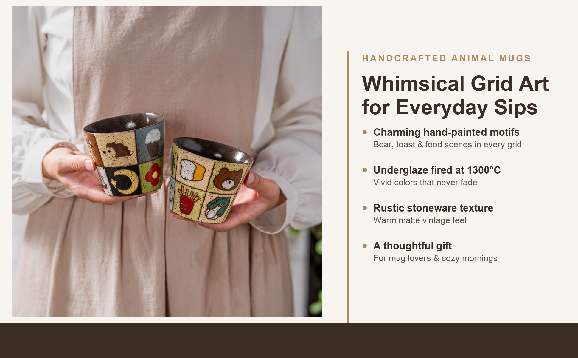 The Handcrafted Ceramic Latte Art Coffee Mug, Underglaze Hand-Painted Animal collection