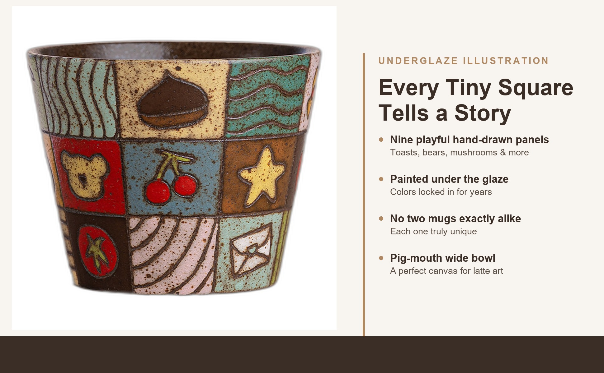 Artistry of Handcrafted Ceramic Latte Art Coffee Mug, Underglaze Hand-Painted Animal
