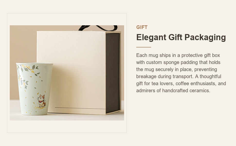 Protective gift box with sponge padding holding the ceramic mug