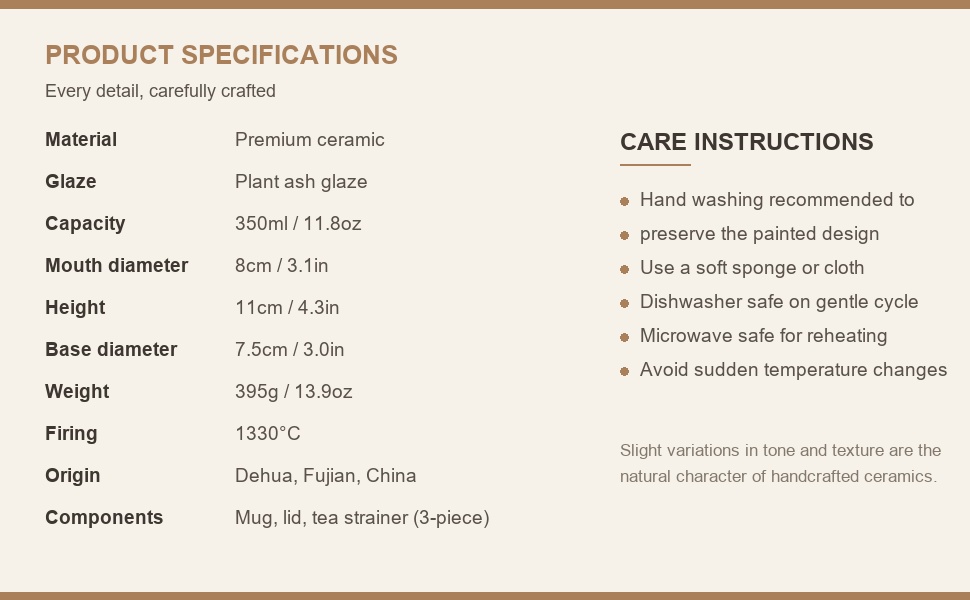 Peach blossom mug specifications: 350 ml, 8 cm mouth, 11 cm height, 395 g