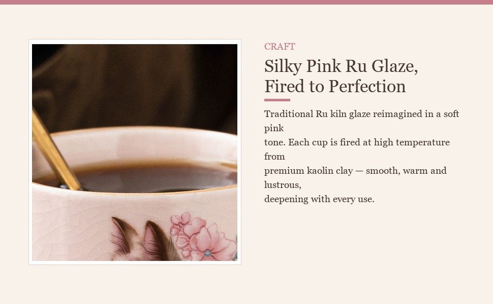 Pink Ru kiln glaze ceramic cup fired at high temperature