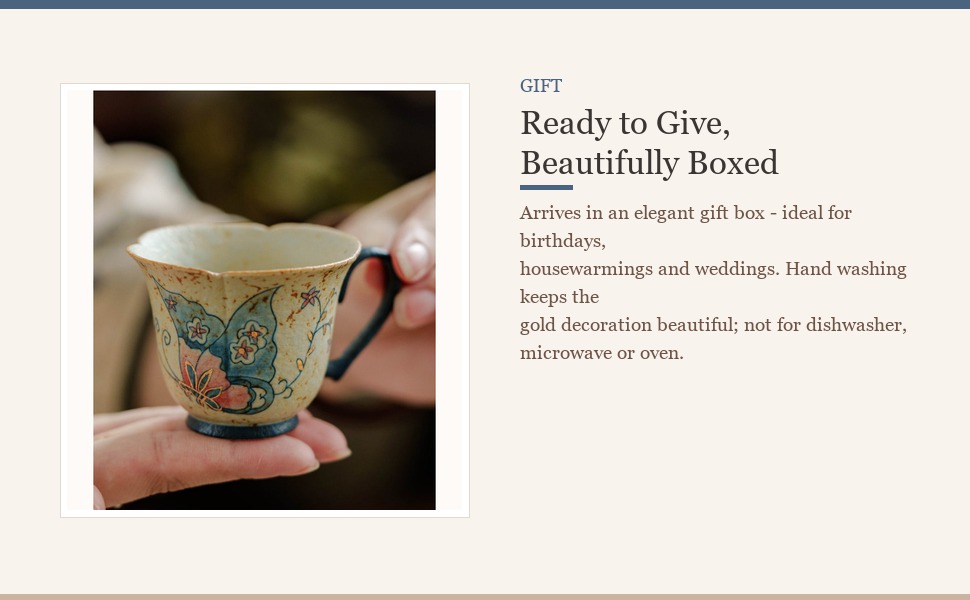 Elegant gift box packaging for the butterfly tea cup set