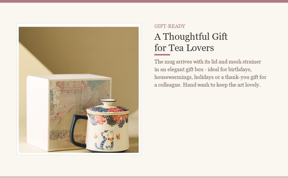 Elegant gift box packaging for the tea infuser mug