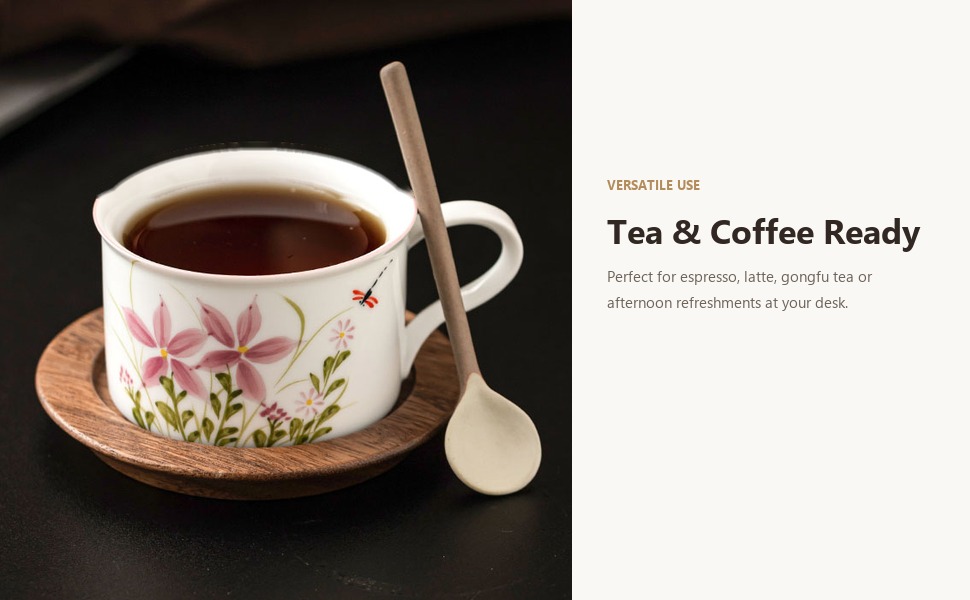 Daisy dragonfly cup used for coffee and tea at home