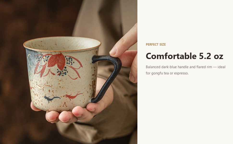 Koi hydrangea mug used for coffee and tea at home or in the office