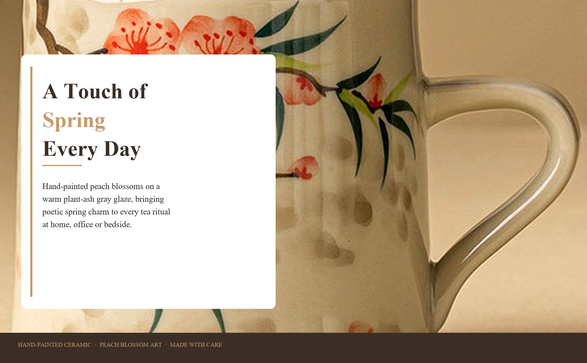 Peach blossom tea mug used at home or in the office
